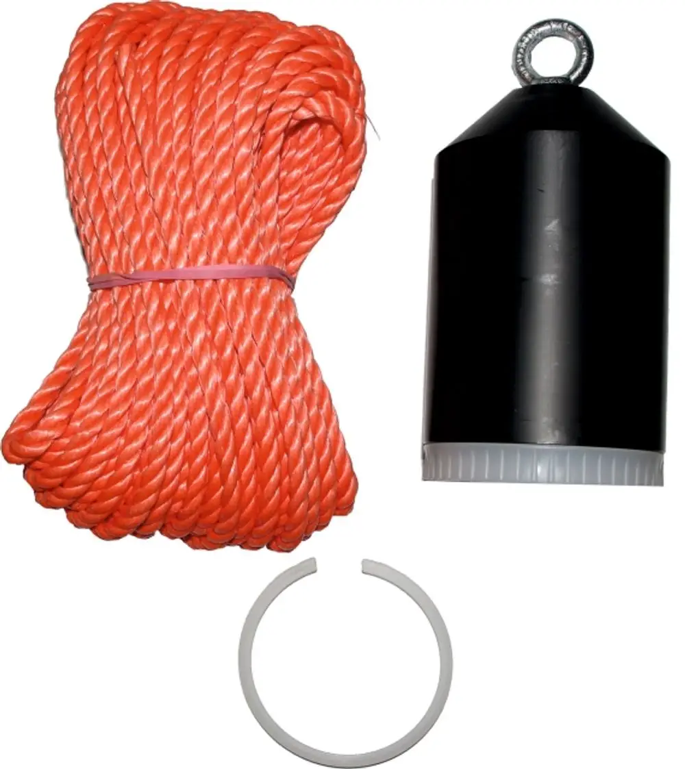 Orangefarbener, fester Schnurball mit schwarzem Aufsatz und glattem Ring, passend für die Einzugsleitung; geeignet für flexible Anwendungen der Marke Wolf.